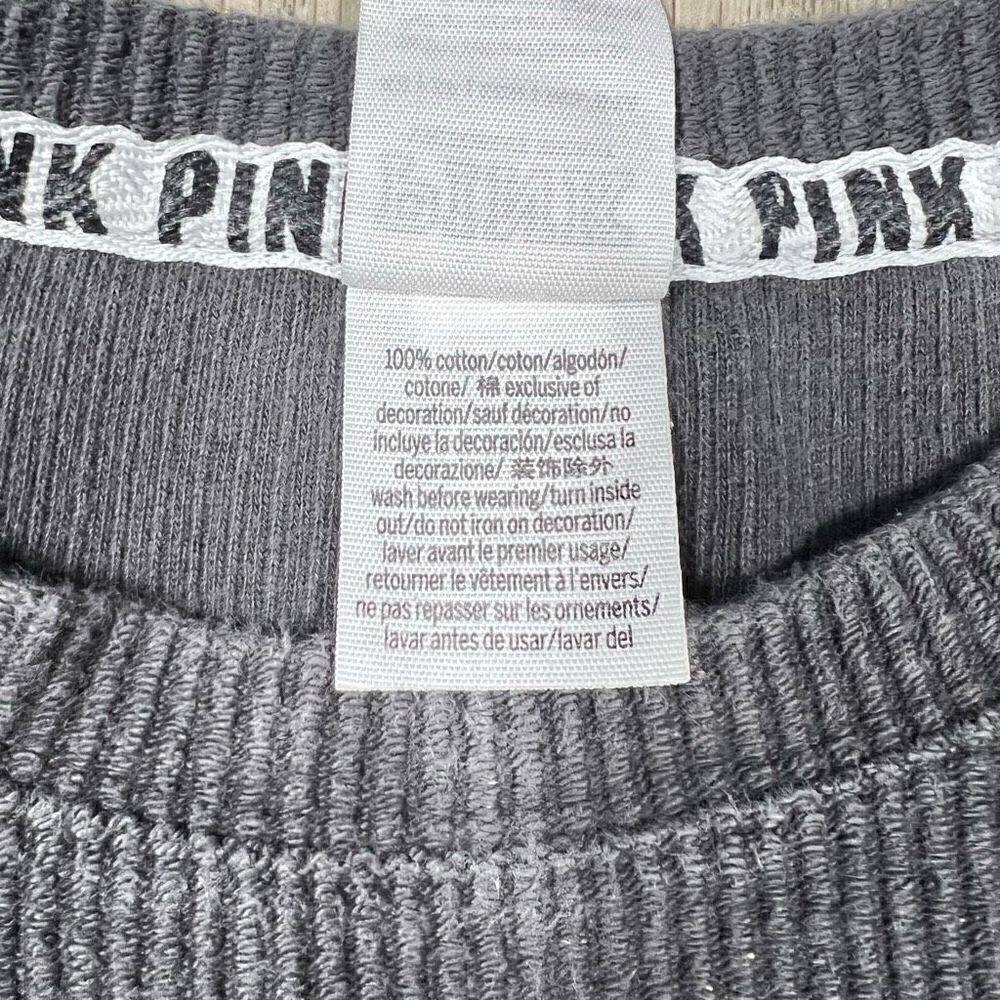 Victoria's Secret PINK Washed Campus Ribbed Crewneck Long Sleeve Pullover XS - Picture 12 of 13